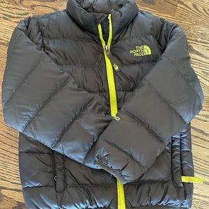 Gray and Lime Green North Face Coat